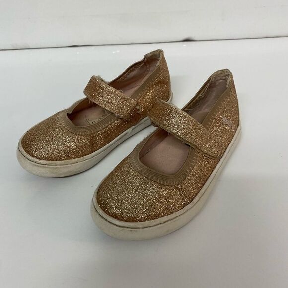 polo girls Gold glitter velcro shoes size 7 - Picture 1 of 6